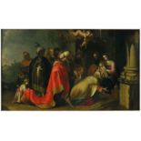 ITALIAN OLD MASTER, 18th c. adoration of the Magi
unsigned, o/c (relined), 25.5 by 41 in., ornate