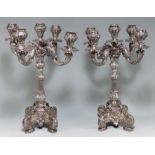 PAIR OF SPANISH COLONIAL SILVER CANDELABRUM 1750-1850, found in Colombia, but poss. Spanish,