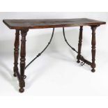 18TH C. ITALIAN WALNUT TRESTLE TABLE with iron supports, 36”h; 58”w; 20”d
From the estate of a