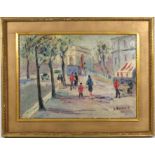 FRENCH, mid 20th c. Paris street scene
sgn. l.r. T. Valeris Paris, o/b, 19.5 by 2.5 in., gilt frame