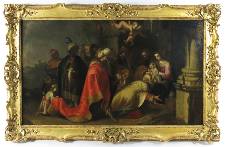 ITALIAN OLD MASTER, 18th c. adoration of the Magi
unsigned, o/c (relined), 25.5 by 41 in., ornate - Image 2 of 4