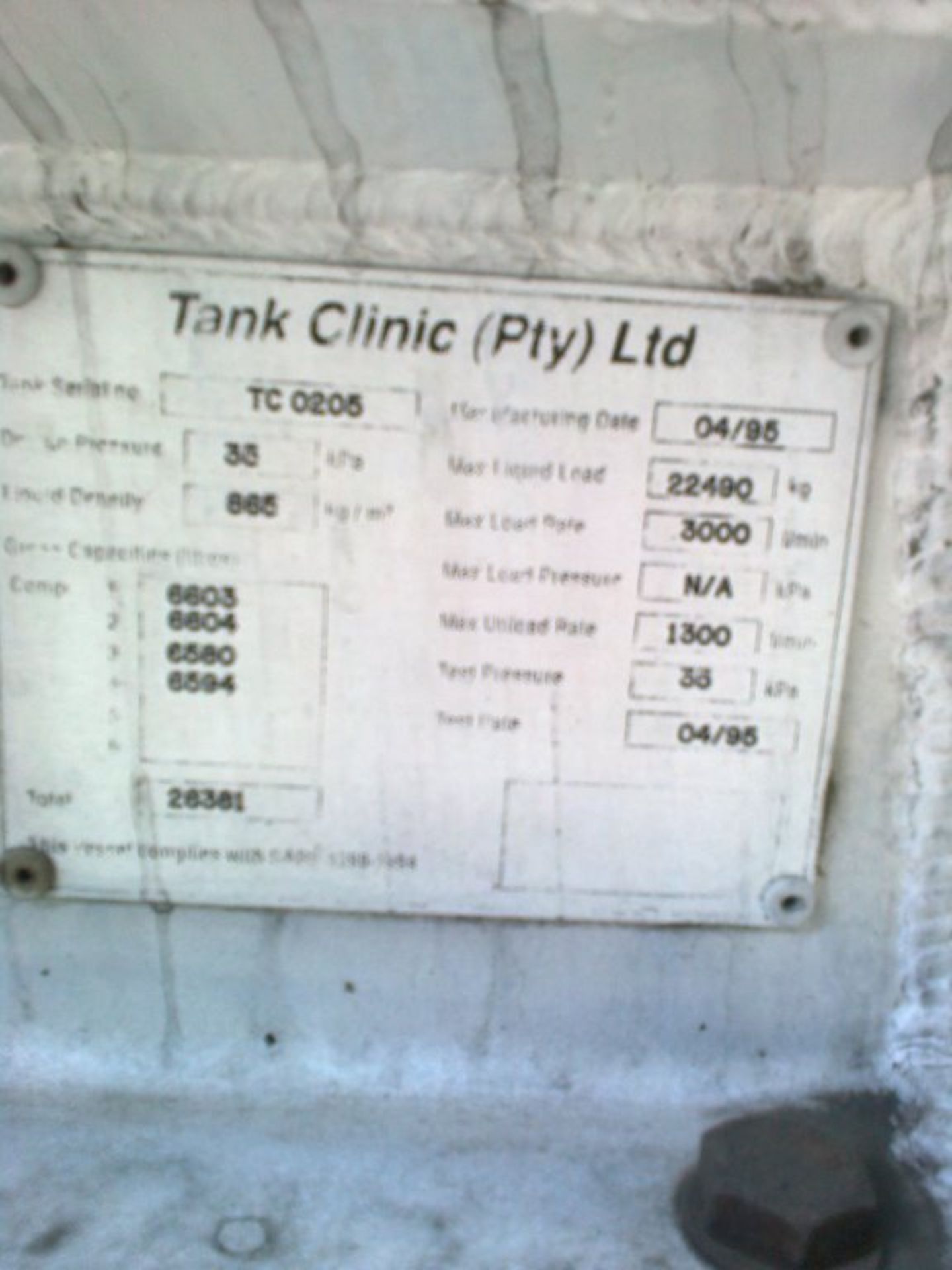 1995 TANKCLINIC ALUMINIUM INTERLINK TRAILER - REG NO: ND505382 (FLEET NO: SB1533/4) - Image 12 of 13