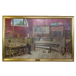 P. RADBOURNE (21ST CENTURY). Sir Ralph Payne Gallwey, The Thirkleby Gun Room', oil on canvas, signed