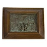 A FRAMED ELECTROTYPE COPPER PLAQUE IN THE RENAISSANCE STYLE, depicting a dancing group outside a
