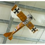 A SCALE MODEL OF A WWI GERMAN FOKKER EIII BIPLANE TOGETHER WITH AN RAF GYPSY MOTH, the biplane