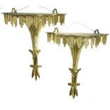 A PAIR OF CONTEMPORARY GILT WOOD WALL BRACKETS, in the 19th century style, H 33 cm