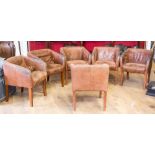 A SET OF SIX MODERN SUEDE LEATHER ARMCHAIRS  (6)