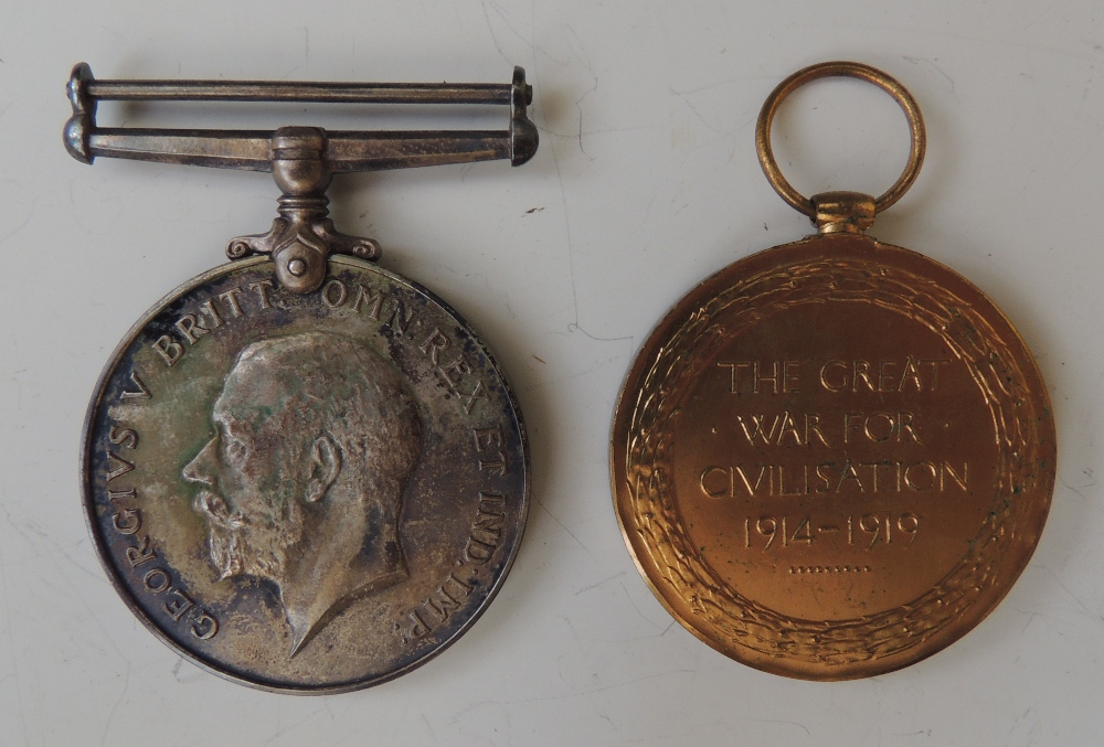 A WWI CASUALTY MEDAL PAIR, British War and Victory, named '32533 Pte F. Buller Lan. Fus.', in - Image 2 of 8