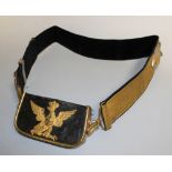 AN ITALIAN 'VICTOR EMANUEL' PERIOD OFFICERS BULLION THREAD CROSS BELT, with white metal fittings and