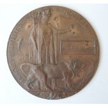 A WWI MEMORIAL PLAQUE, named 'John Keith' Buyers - for shipping pricing on this lot, visit www.