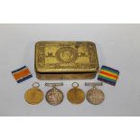 TWO WWI BWM AND VICTORY MEDALS PAIRS, named '614652 Dur W. Buckless R.A.' and '117531 Gnr. T. B.