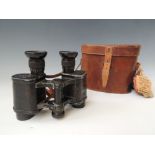 A CASED SET OF EARLY 20TH CENTURY 8 X 24 BINOCULARS, marked 'Wacht M Hensoldt & Sohne, Wetzlar',