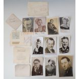 A COLLECTION OF EARLY TO MID 20TH CENTURY AUTOGRAPHS, mainly film/entertainment stars, some on