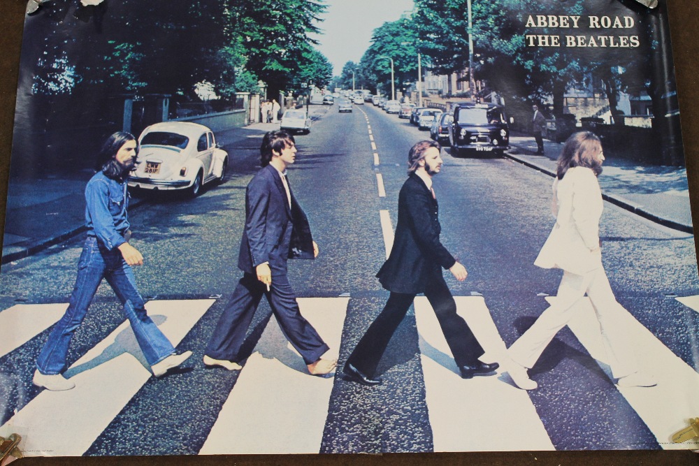 AN ABBEY ROAD BEATLES POSTER, together with a John Lennon 'the Imagine Sessions 1971' poster