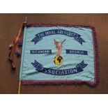 A VINTAGE 'ROYAL AIR FORCE ASSOCIATION, RICHMOND BRANCH' MARCHING BANNER, mounted on a two piece