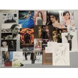 A COLLECTION OF FILM STAR AUTOGRAPHS, to include Jack Black, Jennifer Lawrence, Lily James, Angelina