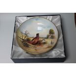 A SIGNED HAND PAINTED BOWL 'PHEASANTS' BY AYNSLEY, in a limited edition of 75 and including box