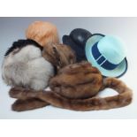 A COLLECTION OF LADIES VINTAGE HATS, comprising various real and faux fur examples - two by 'Mitzi