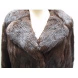 A LUXURIOUS DARK BROWN VINTAGE FUR JACKET, possibly sable, fully lined, hook fastening, front