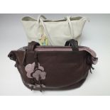 TWO GENUINE LADIES RADLEY LEATHER HANDBAGS, comprising one in a rich dark brown with contrasting