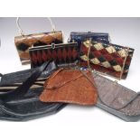 A COLLECTION OF VINTAGE LADIES SNAKESKIN EFFECT HANDBAGS, to include 'Jane Shilton' examples, and