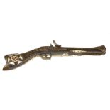 AN 18TH CENTURY FLINTLOCK BLUNDERBUSS OF OTTOMAN ORIGIN, the steel barrel and mechanism with