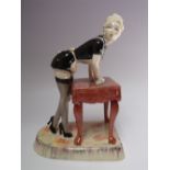 A SIGNED LIMITED EDITION PEGGY DAVIS CERAMICS 'OOH LA LA' THE FRENCH MAID FIGURE, number 116 of 150,