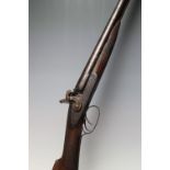 AN ANTIQUE PERCUSSION CAP MUZZLE LOADING DOUBLE BARREL SHOTGUN, made by Tiffing & Lawden,