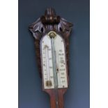 A VICTORIAN CARVED OAK STICK BAROMETER, ivorine scale, L 101.5 cm A/F Buyers - for shipping