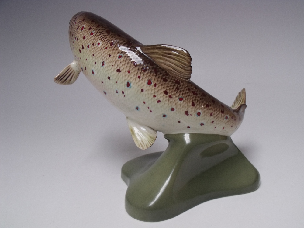 A BESWICK FIGURE OF A LEAPING TROUT - MODEL 2087, impressed and stamped marks to base, H 14.5 cm - Image 2 of 3