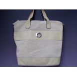 AN AUTHENTIC EMPORIO ARMANI CREAM SUEDE BUCKET / SHOPPER BAG, with detachable white fabric cross