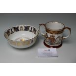 A LARGE SPODE LIMITED EDITION TWIN HANDLED LOVING MUG COMMEMORATING THE SILVER JUBILEE, with