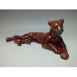 ANITA HARRIS STUDIO POTTERY LEOPARD FIGURE, decorated in the vibrant 'Hot Coals' design, printed and