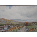 JOHN BATES NOEL (1870-1927) Country moorland scenes, signed lower right, watercolours, a pair,