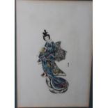 A PAIR OF JAPANESE INK AND WASH STUDIES OF GEISHA, both bearing signatures, gilt framed and