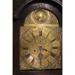 A GEORGE III OAK CASED LONGCASE CLOCK, with arched brass dial, eight day movement, subsidiary
