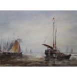 C DIXON (XIX) Fishing boats with figures, signed lower left and dated '94, watercolour, framed and