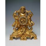 AN EXCEPTIONAL EARLY 19TH CENTURY FRENCH BRONZE ORMOLU 'BACCHUS' THEMED CLOCK, the large and