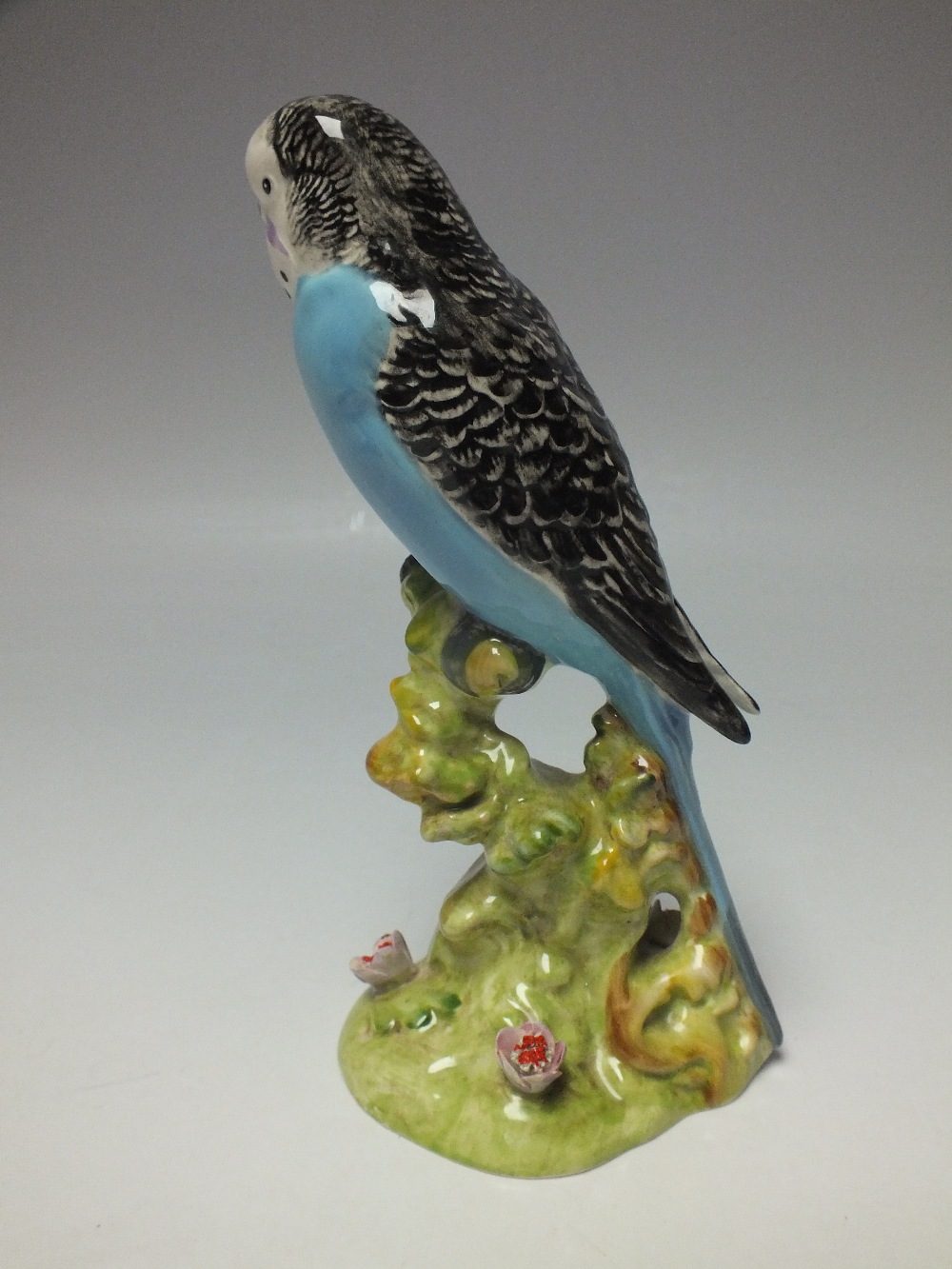 A BESWICK BUDGERIGAR MODEL 1217, first version, facing right, designed by Arthur Gredington, flowers - Image 3 of 4