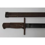 A WWII JAPANESE ARISAKA BAYONET WITH SCABBARD, clean blade with original finish, clear arsenal marks