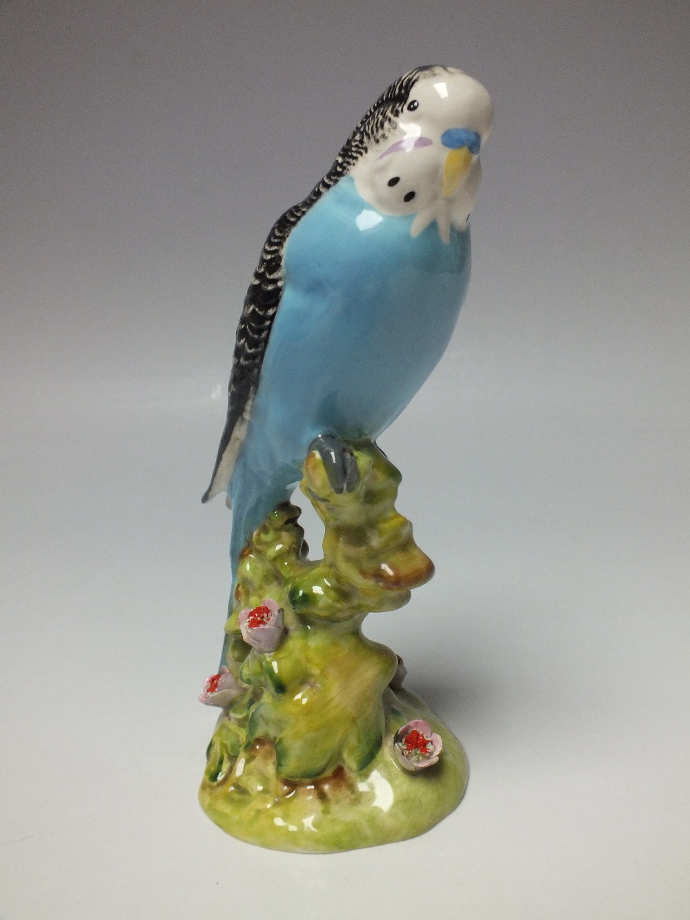 A BESWICK BUDGERIGAR MODEL 1217, first version, facing right, designed by Arthur Gredington, flowers - Image 4 of 4