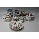 A COLLECTION OF VICTORIAN CERAMICS TO INCLUDE A LUSTRE PEACOCK JUG ETC Buyers - for shipping pricing