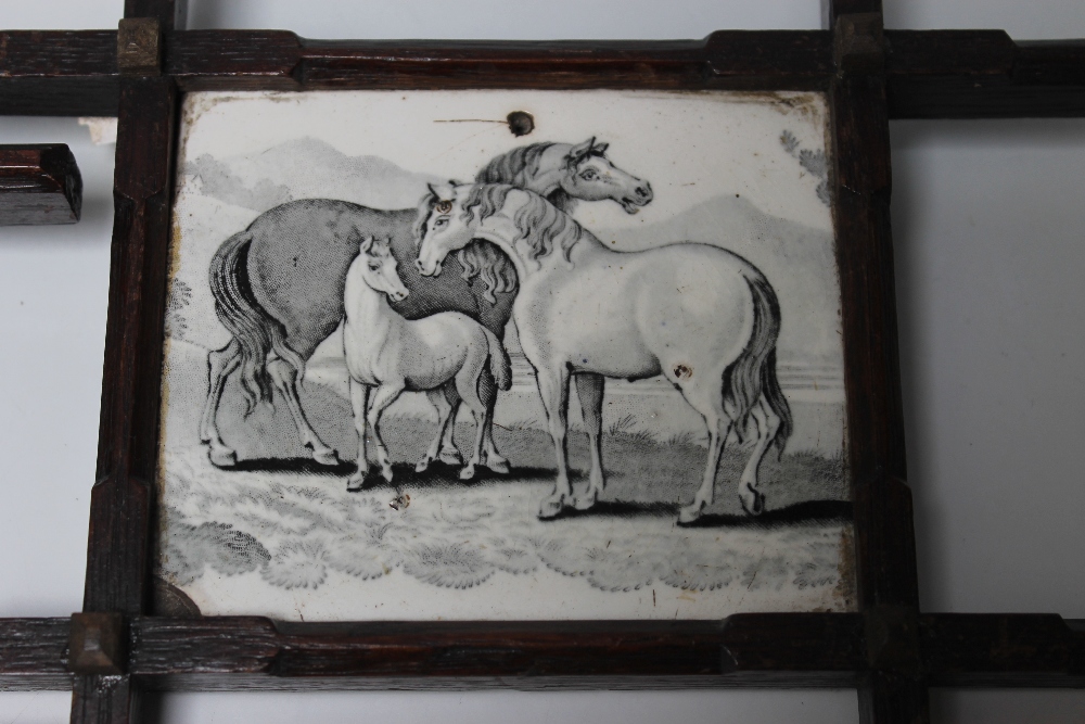 A PAIR OF EARLY ENGLISH CERAMIC PLAQUES, depicting horses and dogs, one plaque titled 'Myrtle & - Image 2 of 4