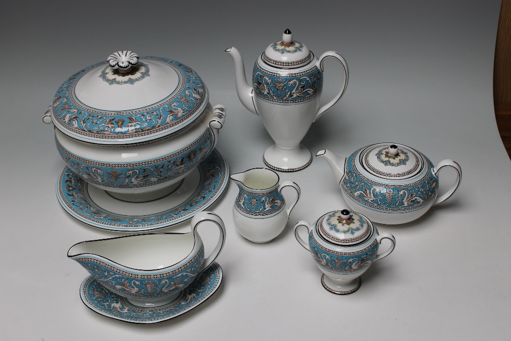 A LARGE QUANTITY OF WEDGWOOD FLORENTINE TEA AND DINNER WARE, consisting of a soup tureen and