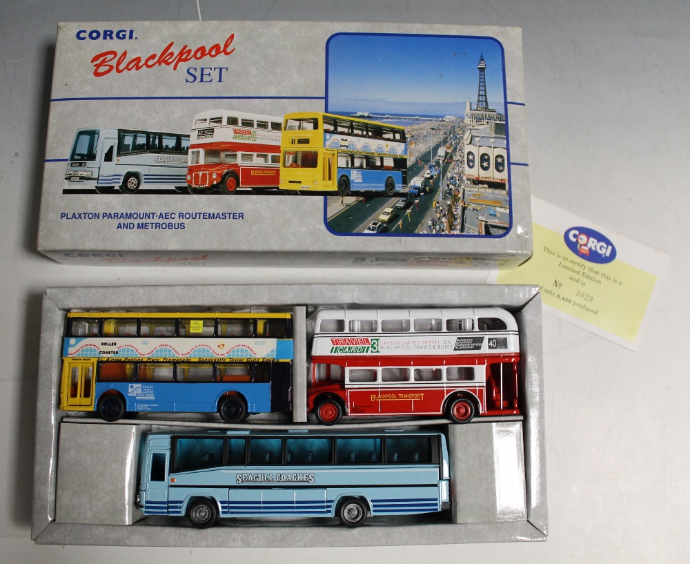 A COLLECTION OF BOXED CORGI BUSES, to include a Blackpool Balloon tram and others relating to - Image 2 of 2