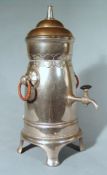 AEG: Kaffeemaschiene, um 1920  Messingblech verchromt, Perlband und ornamentale Bordüre, Handhaben