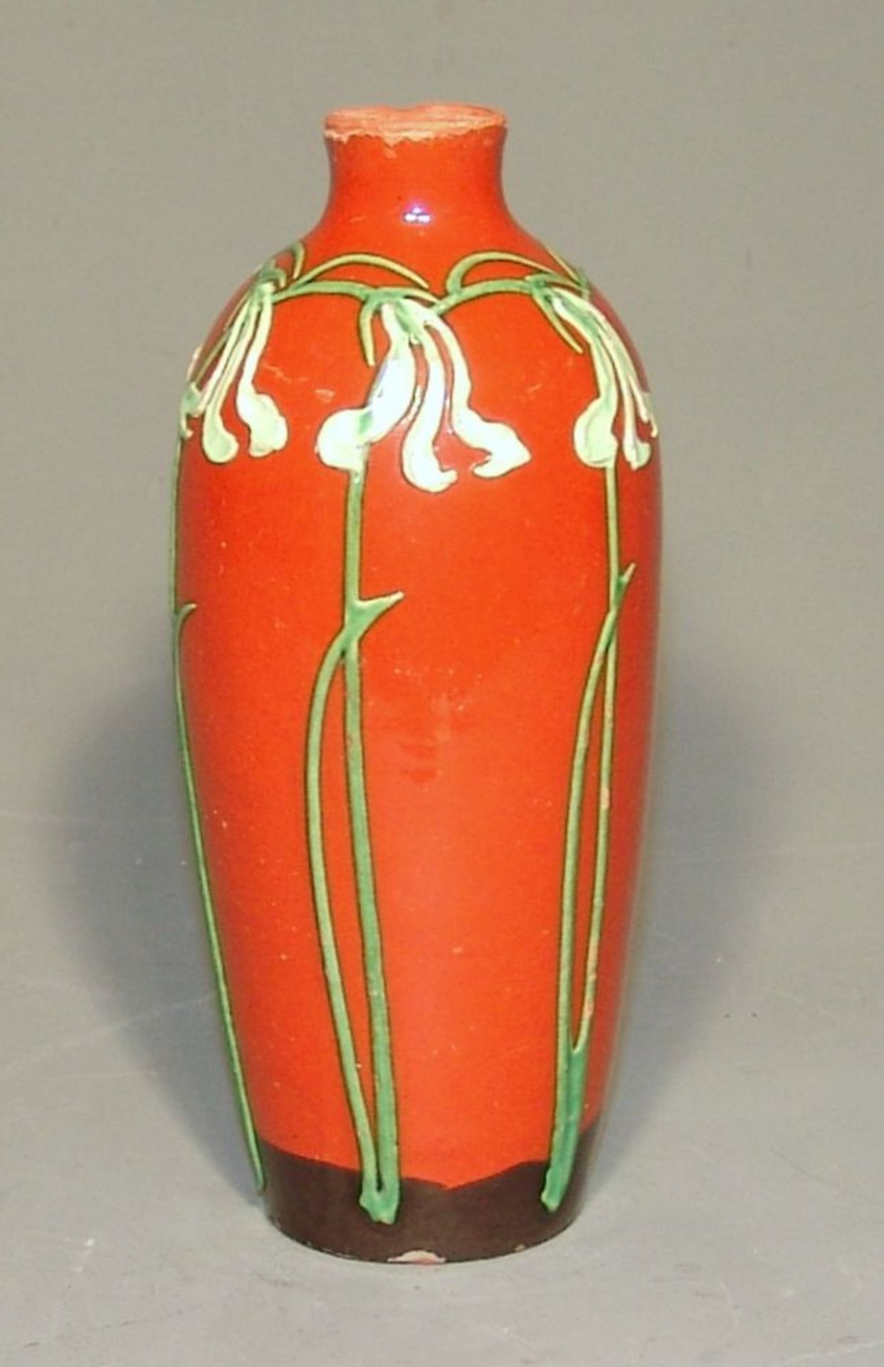 Keramische Werkstätten Kandern, geprägte Manufakturmarke (um 1910): kleine Balustervase, Entwurf Max