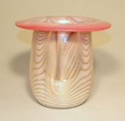 Glashütte Erwin  Eisch, Frauenau: Große Vase mit gekämmten Farbeinschmelzungen 1984  Zylinderform