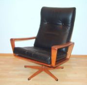 Lounge chair "Danish Design" Teak 60-70er Jahre original  drehbarer Kreuzfuß, schwarzer