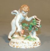 Königl. Meissen (Unterglasurblaue Marke wohl 1818-1860 2. Wahl): Amor mit brennenden Herzen,